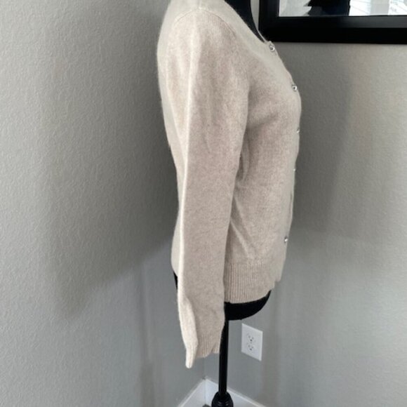 APT9 Tan Angora Rabbit Hair Button Cardigan Sweater SUPER SOFT Medium - Picture 4 of 13